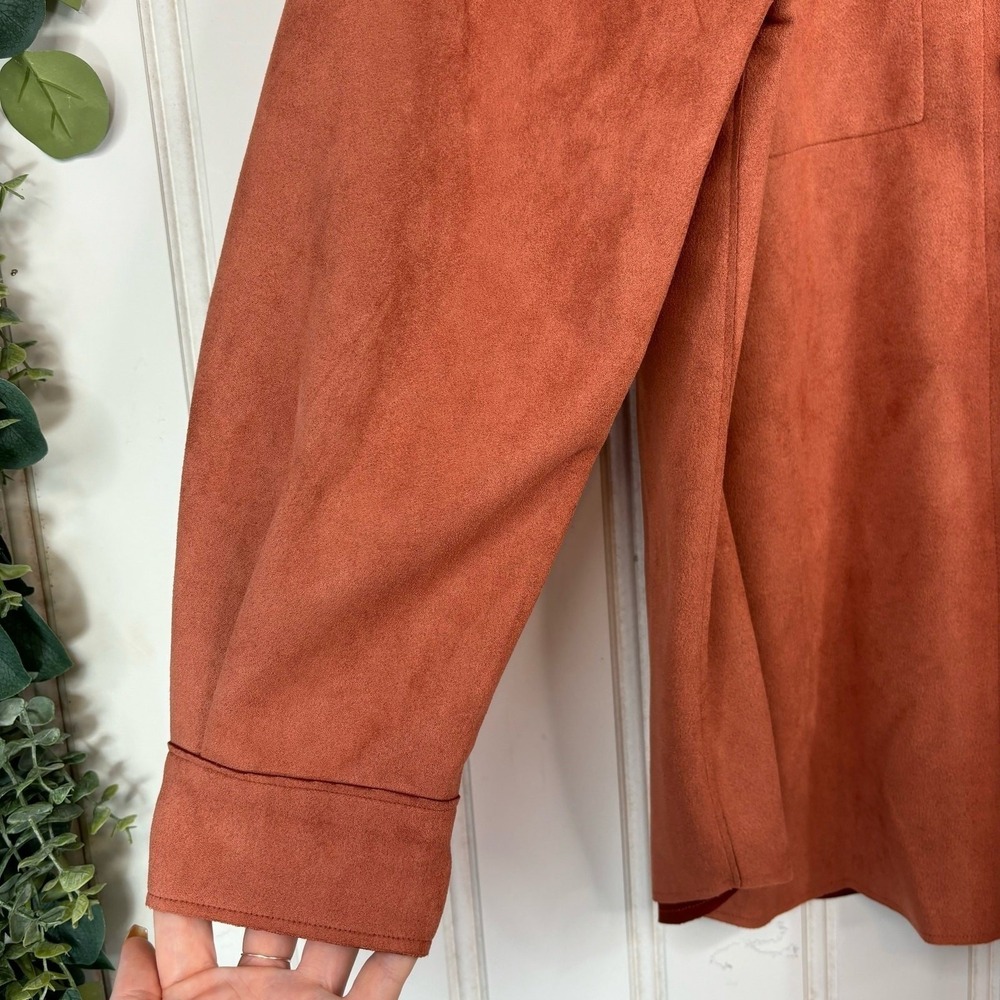 Truth by Republic Shacket Plus 1X Orange Shirt Jacket Casual Western Boho Suede - Picture 7 of 12